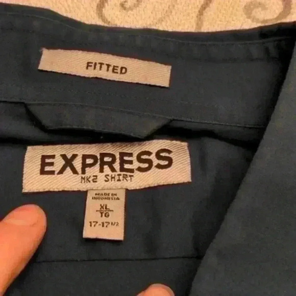 Express Dark Teal Fitted M2K Button Down Shirt - Picture 3 of 4